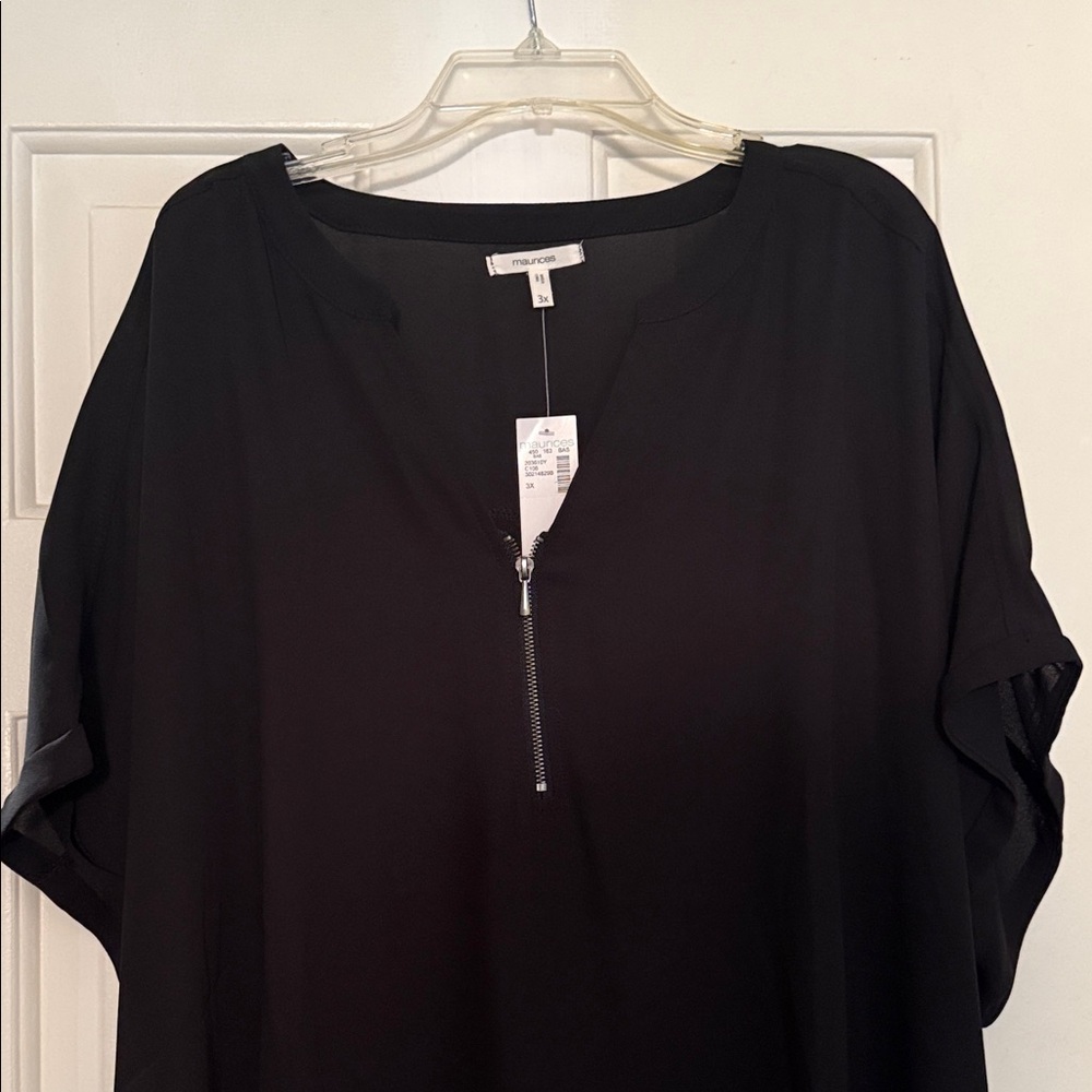 Maurices Black Zippered Blouse
